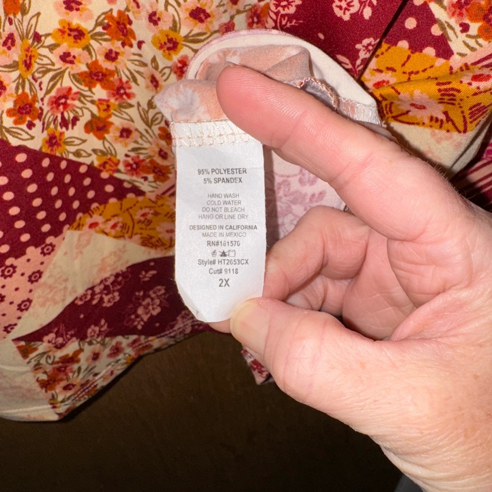 Haptics Patchwork Print, Front-Tie, Size 2x - image 3